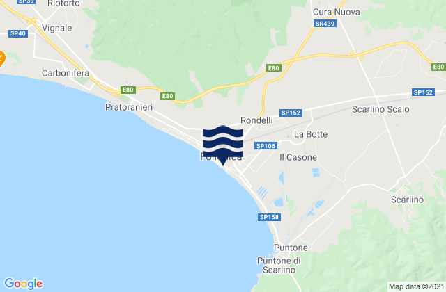 Mapa de mareas Follonica, Italy