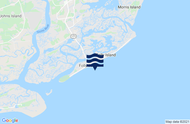 Mapa de mareas Folly Island (outer Coast), United States