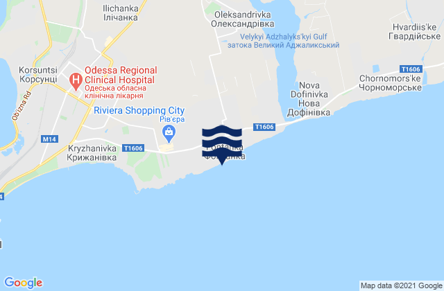 Mapa de mareas Fontanka, Ukraine