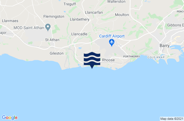 Mapa de mareas Fontygary (Ffontygari) Bay Beach, United Kingdom