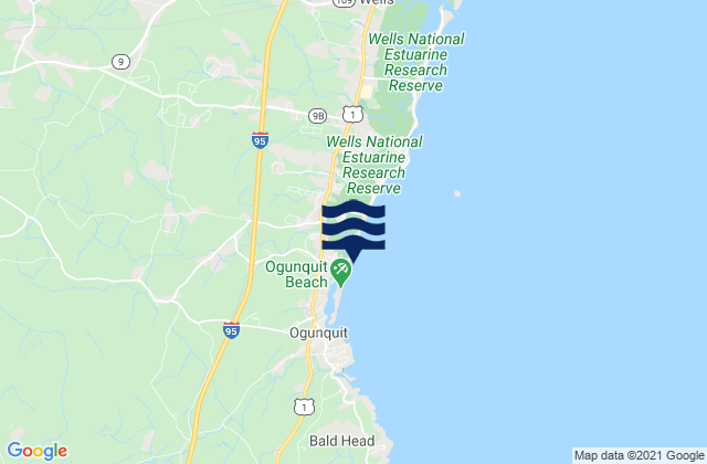 Mapa de mareas Footbridge Beach, United States