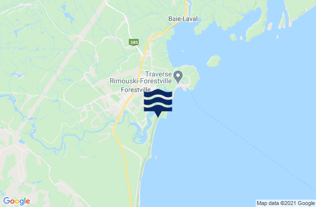 Mapa de mareas Forestville, Canada