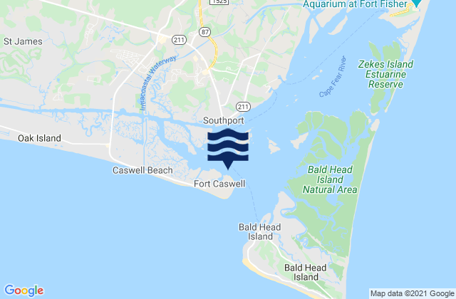 Mapa de mareas Fort Caswell, United States