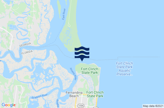 Mapa de mareas Fort Clinch 0.3 n.mi. N of, United States