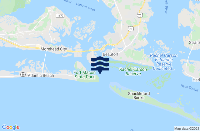 Mapa de mareas Fort Macon 0.2 mile NE of, United States