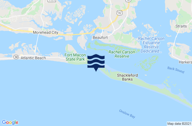 Mapa de mareas Fort Macon 0.6 mile SE of, United States