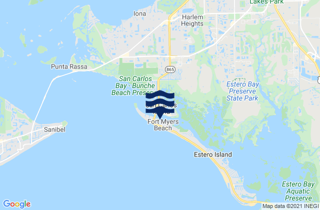 Mapa de mareas Fort Myers Beach, United States
