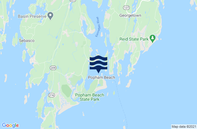 Mapa de mareas Fort Popham Hunniwell Point, United States