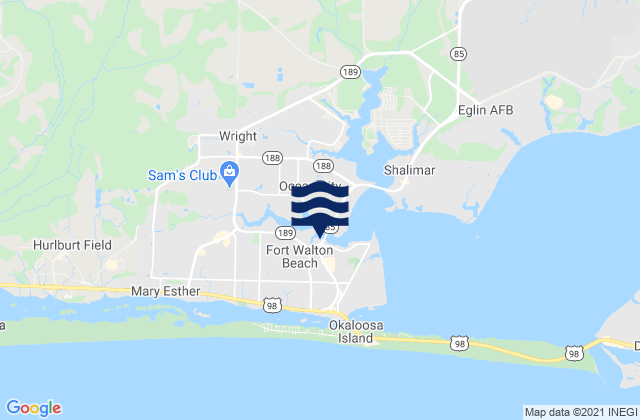 Mapa de mareas Fort Walton Beach, United States
