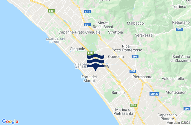 Mapa de mareas Forte dei Marmi, Italy