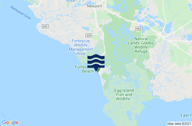 Mapa de mareas Fortescue Creek, United States