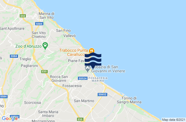 Mapa de mareas Fossacesia, Italy