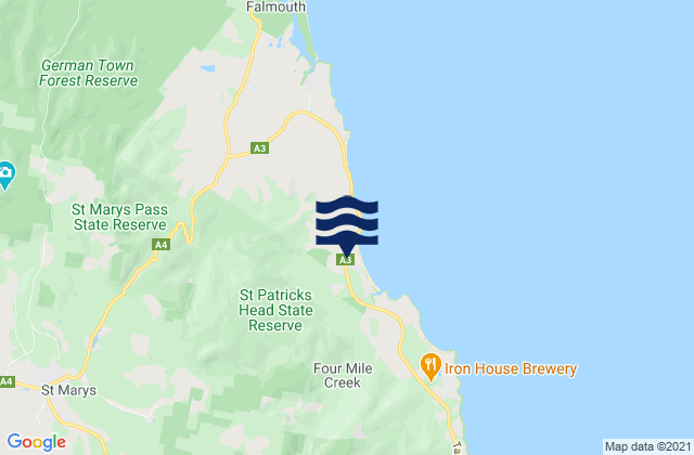 Mapa de mareas Four Mile Creek Beach, Australia
