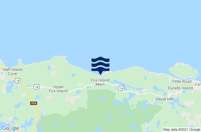 Mapa de mareas Fox Island, Canada