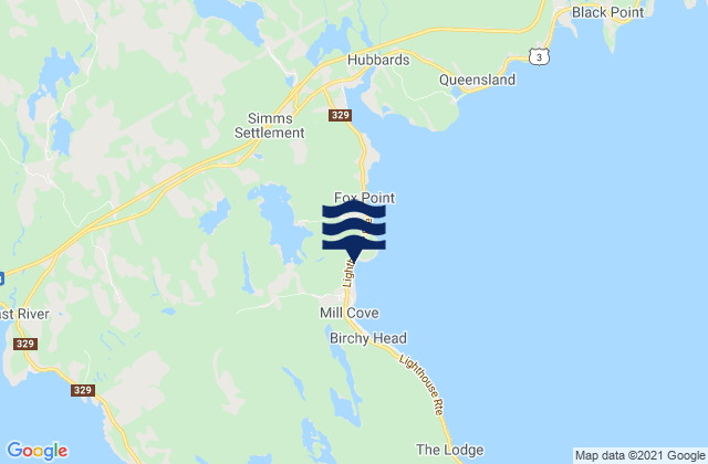 Mapa de mareas Fox Point Beach, Canada