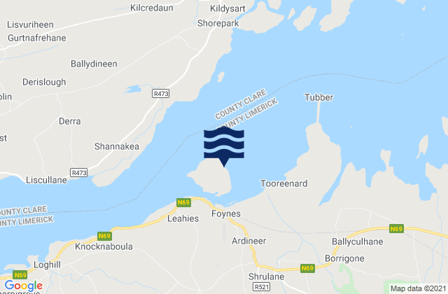 Mapa de mareas Foynes Island, Ireland