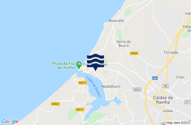 Mapa de mareas Foz do Arelho, Portugal