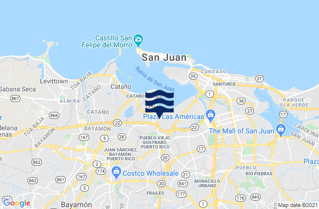 Mapa de mareas Frailes Barrio, Puerto Rico