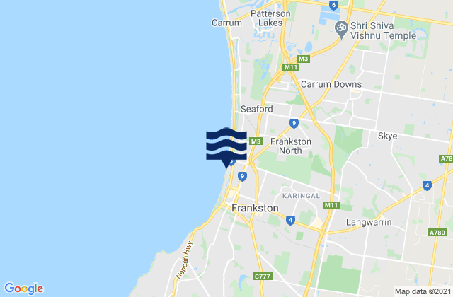 Mapa de mareas Frankston East, Australia