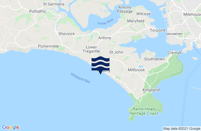 Mapa de mareas Freathy Beach, United Kingdom