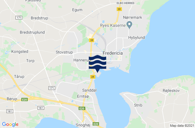 Mapa de mareas Fredericia Kommune, Denmark