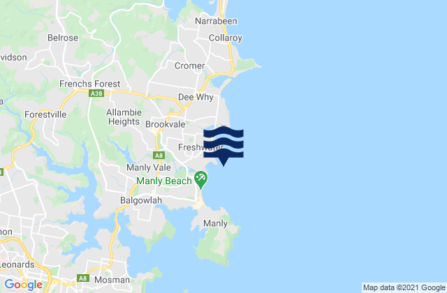 Mapa de mareas Freshwater Beach, Australia