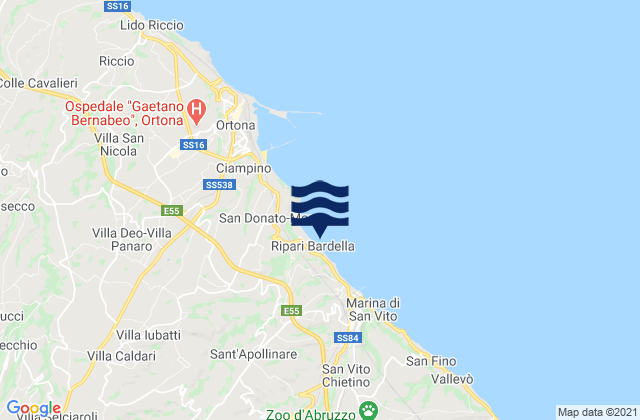 Mapa de mareas Frisa, Italy