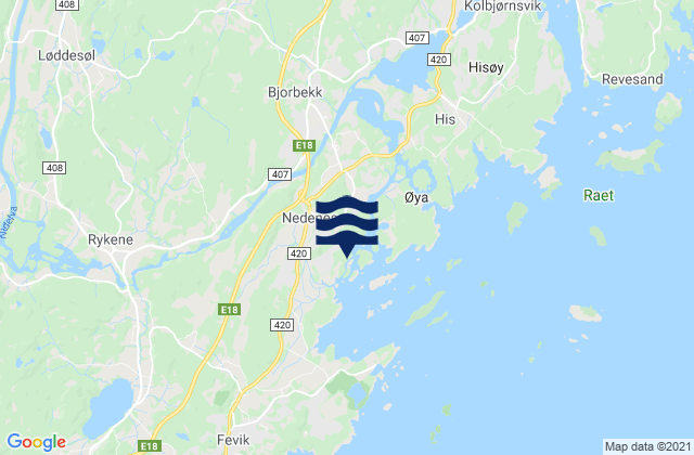 Mapa de mareas Froland, Norway