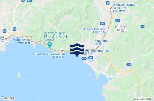 Mapa de mareas Fukushima Inamachi Ariake Wan, Japan