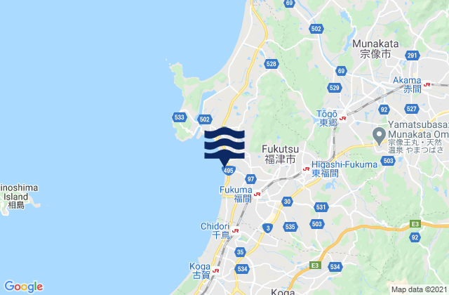 Mapa de mareas Fukutsu Shi, Japan