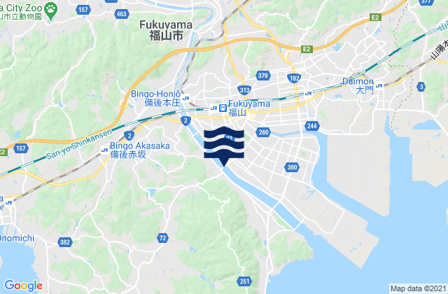 Mapa de mareas Fukuyama, Japan