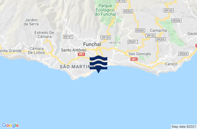 Mapa de mareas Funchal, Portugal