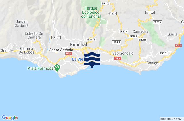 Mapa de mareas Funchal, Portugal