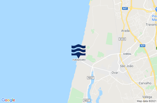 Mapa de mareas Furadouro, Portugal