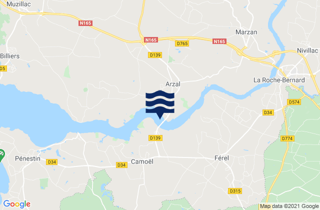 Mapa de mareas Férel, France