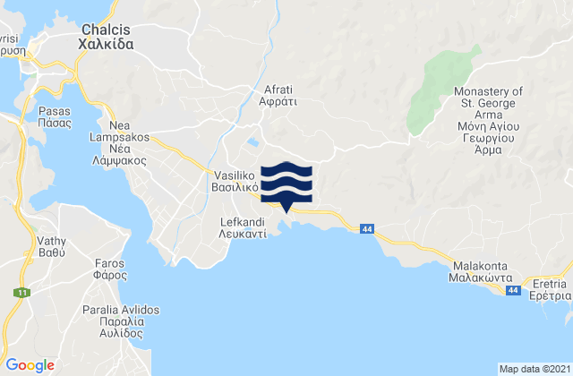 Mapa de mareas Fílla, Greece