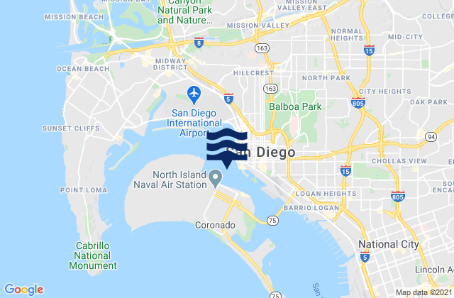 Mapa de mareas G St. Pier (San Diego) 0.22 nmi. SW of, United States