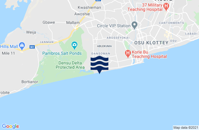 Mapa de mareas Ga Central Municipal Assembly, Ghana