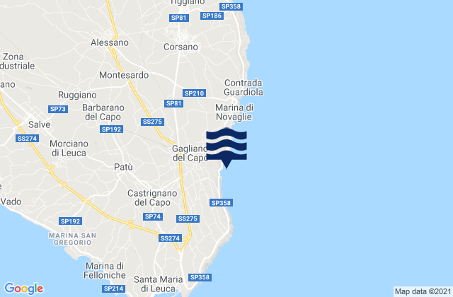 Mapa de mareas Gagliano del Capo, Italy