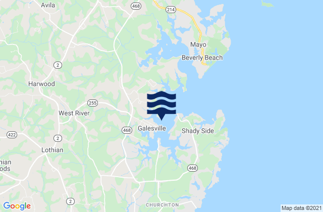 Mapa de mareas Galesville (West River), United States