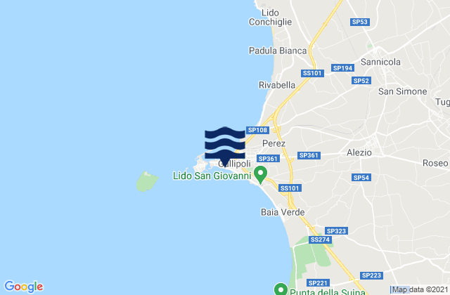 Mapa de mareas Gallipoli, Italy