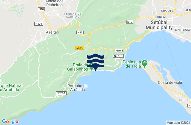 Mapa de mareas Galápos beach, Portugal