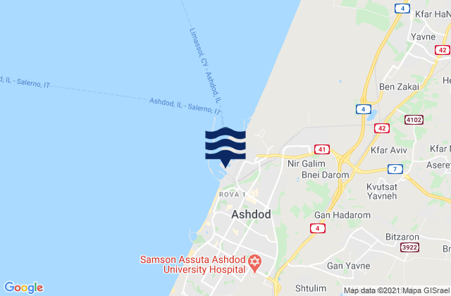 Mapa de mareas Gan Yavne, Israel