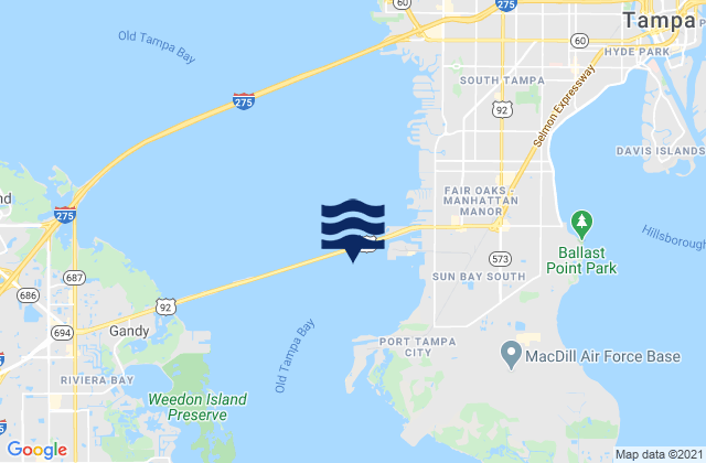 Mapa de mareas Gandy Bridge east channel, United States