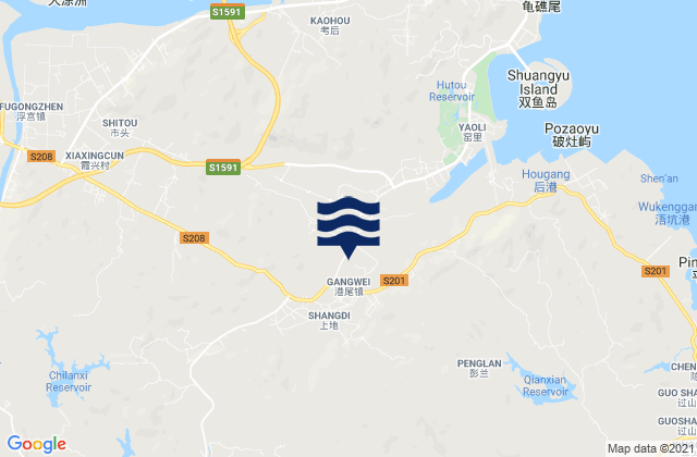 Mapa de mareas Gangwei, China