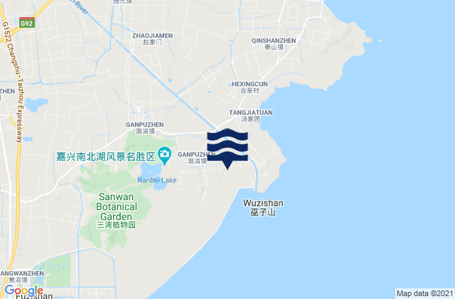 Mapa de mareas Ganpu, China