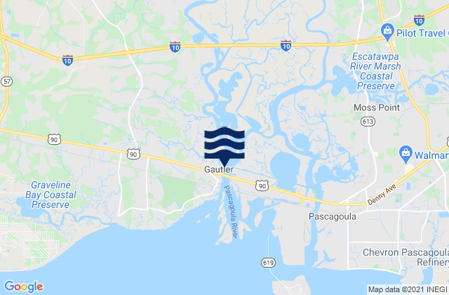 Mapa de mareas Gautier, United States