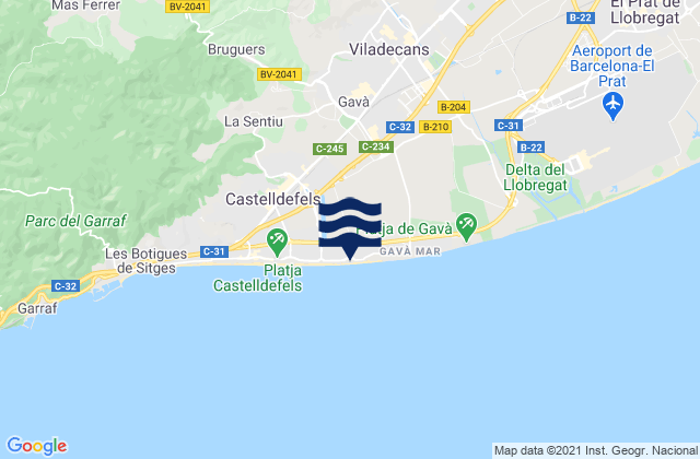 Mapa de mareas Gavà, Spain