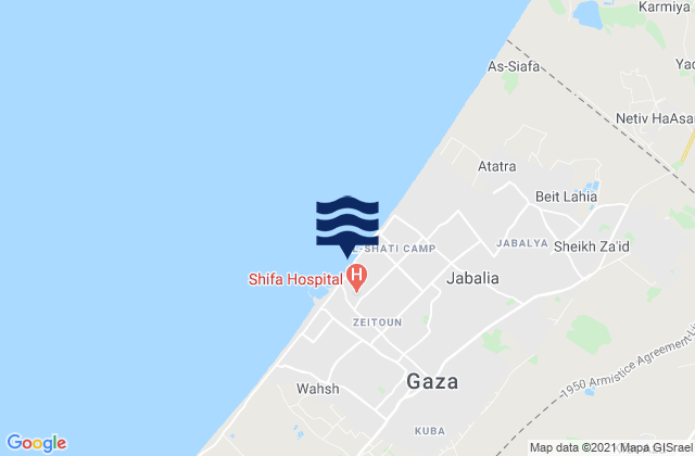 Mapa de mareas Gaza, Palestinian Territory