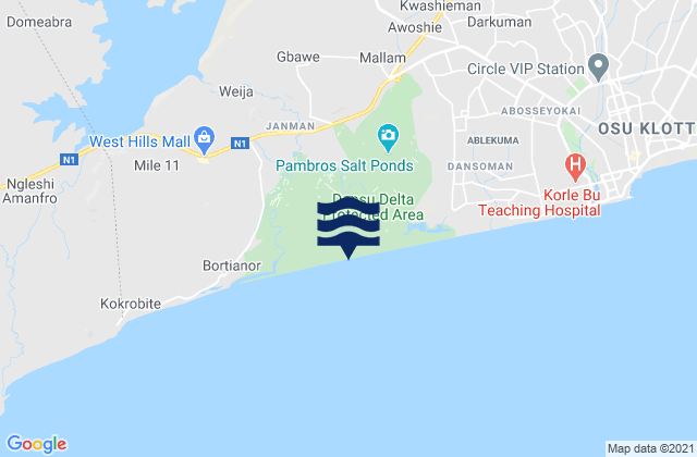 Mapa de mareas Gbawe, Ghana